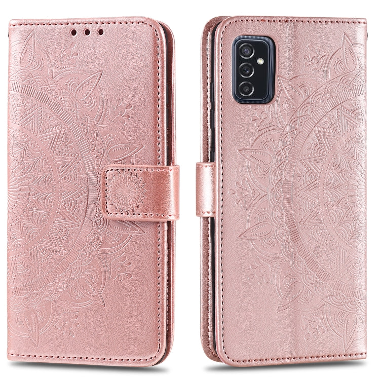 For Samsung Galaxy M52 5G Totem Flower Embossed Horizontal Flip Phone Leather Case with Holder & Card Slots & Wallet