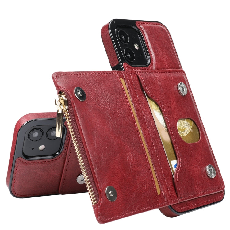 For iPhone 11 Zipper Wallet Bag PU Back Cover Shockrpoof Phone Case with Holder & Card Slots & Wallet