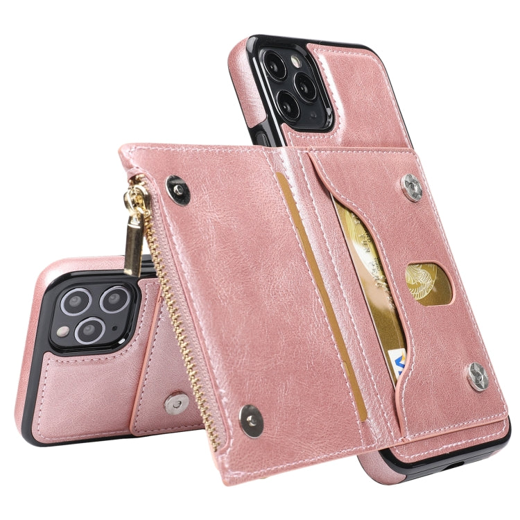 For iPhone 11 Pro Max Zipper Wallet Bag PU Back Cover Shockrpoof Phone Case with Holder & Card Slots & Wallet