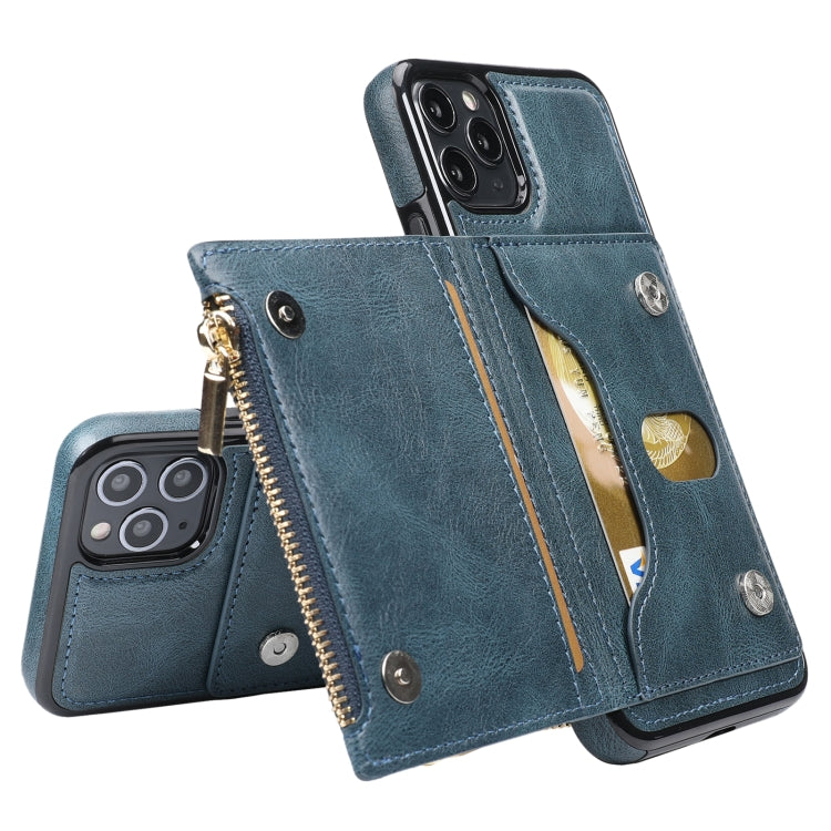 For iPhone 11 Pro Max Zipper Wallet Bag PU Back Cover Shockrpoof Phone Case with Holder & Card Slots & Wallet