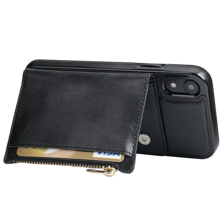 For iPhone XR Zipper Wallet Bag PU Back Cover Shockrpoof Phone Case with Holder & Card Slots & Wallet For iPhone  XR