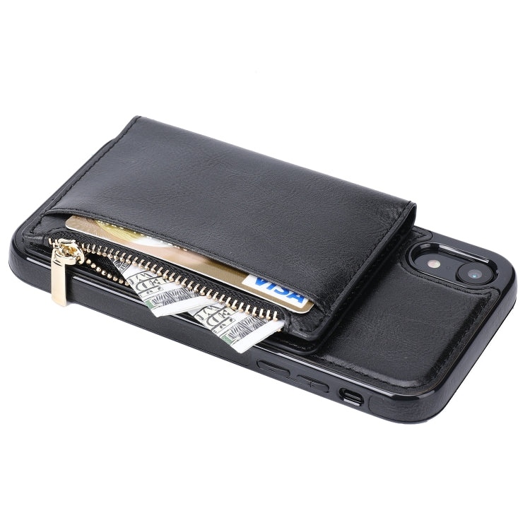 For iPhone XR Zipper Wallet Bag PU Back Cover Shockrpoof Phone Case with Holder & Card Slots & Wallet For iPhone  XR