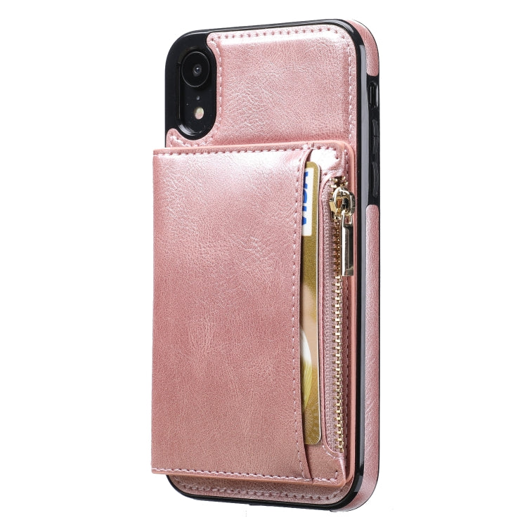 For iPhone XR Zipper Wallet Bag PU Back Cover Shockrpoof Phone Case with Holder & Card Slots & Wallet For iPhone  XR