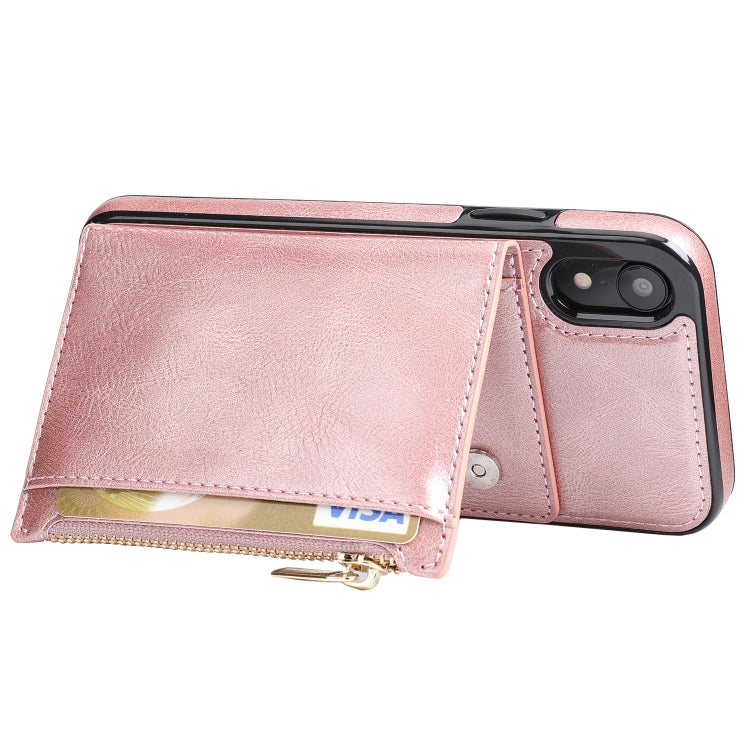 For iPhone XR Zipper Wallet Bag PU Back Cover Shockrpoof Phone Case with Holder & Card Slots & Wallet For iPhone  XR