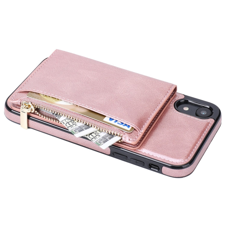 For iPhone XR Zipper Wallet Bag PU Back Cover Shockrpoof Phone Case with Holder & Card Slots & Wallet For iPhone  XR