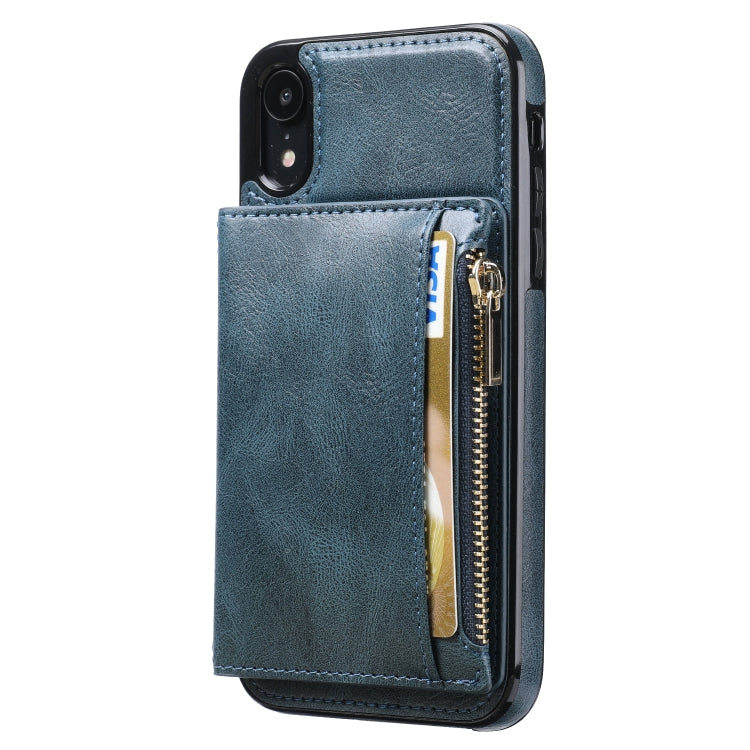 For iPhone XR Zipper Wallet Bag PU Back Cover Shockrpoof Phone Case with Holder & Card Slots & Wallet For iPhone  XR