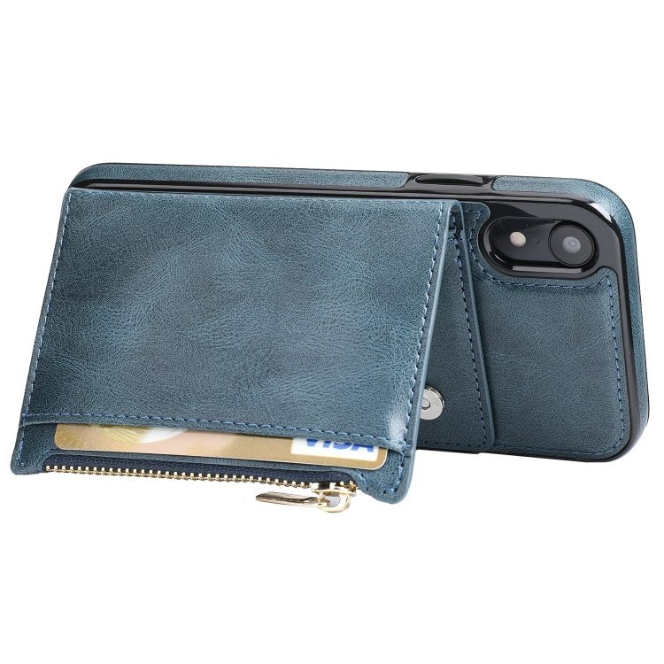 For iPhone XR Zipper Wallet Bag PU Back Cover Shockrpoof Phone Case with Holder & Card Slots & Wallet For iPhone  XR