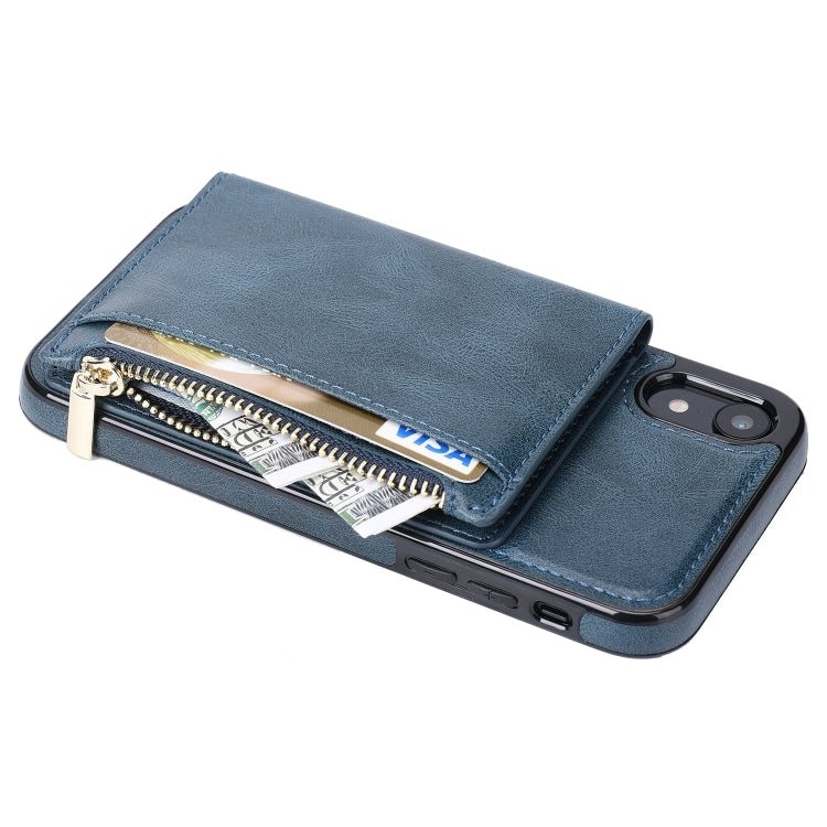 For iPhone XR Zipper Wallet Bag PU Back Cover Shockrpoof Phone Case with Holder & Card Slots & Wallet For iPhone  XR