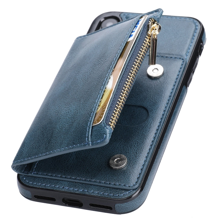 For iPhone XR Zipper Wallet Bag PU Back Cover Shockrpoof Phone Case with Holder & Card Slots & Wallet For iPhone  XR