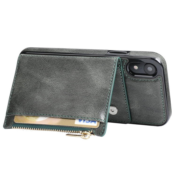 For iPhone XR Zipper Wallet Bag PU Back Cover Shockrpoof Phone Case with Holder & Card Slots & Wallet For iPhone  XR