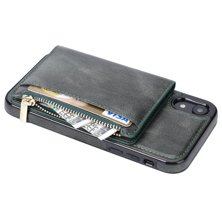For iPhone XR Zipper Wallet Bag PU Back Cover Shockrpoof Phone Case with Holder & Card Slots & Wallet For iPhone  XR