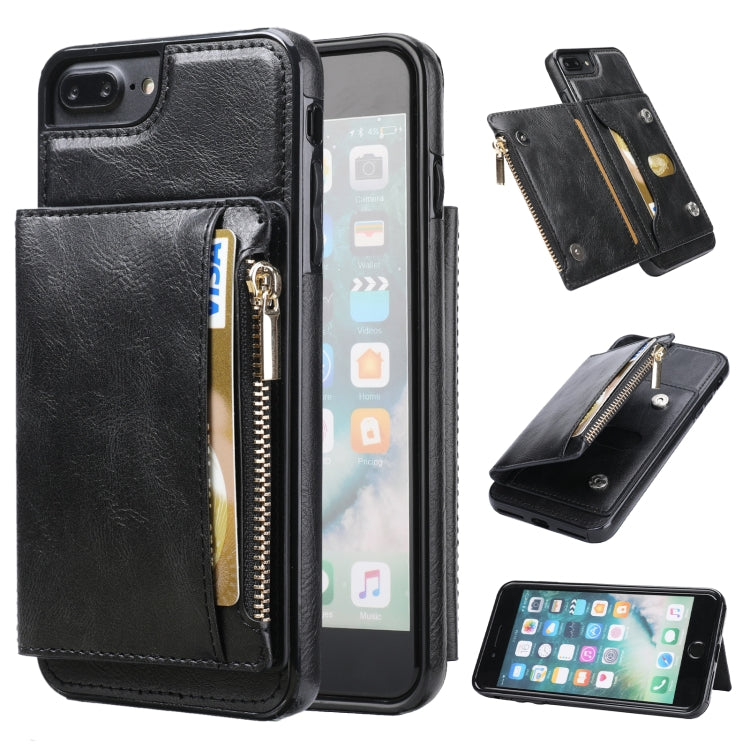 Zipper Wallet Bag PU Back Cover Shockrpoof Phone Case with Holder & Card Slots & Wallet For iPhone  7 Plus / 8 Plus