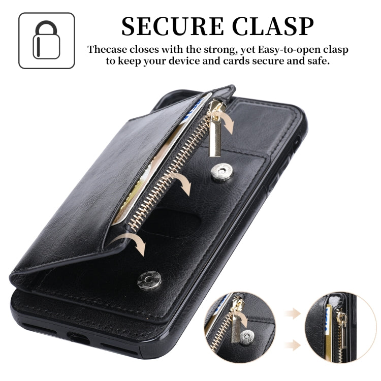Zipper Wallet Bag PU Back Cover Shockrpoof Phone Case with Holder & Card Slots & Wallet For iPhone  7 Plus / 8 Plus