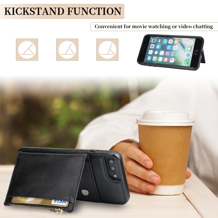 Zipper Wallet Bag PU Back Cover Shockrpoof Phone Case with Holder & Card Slots & Wallet For iPhone  7 Plus / 8 Plus