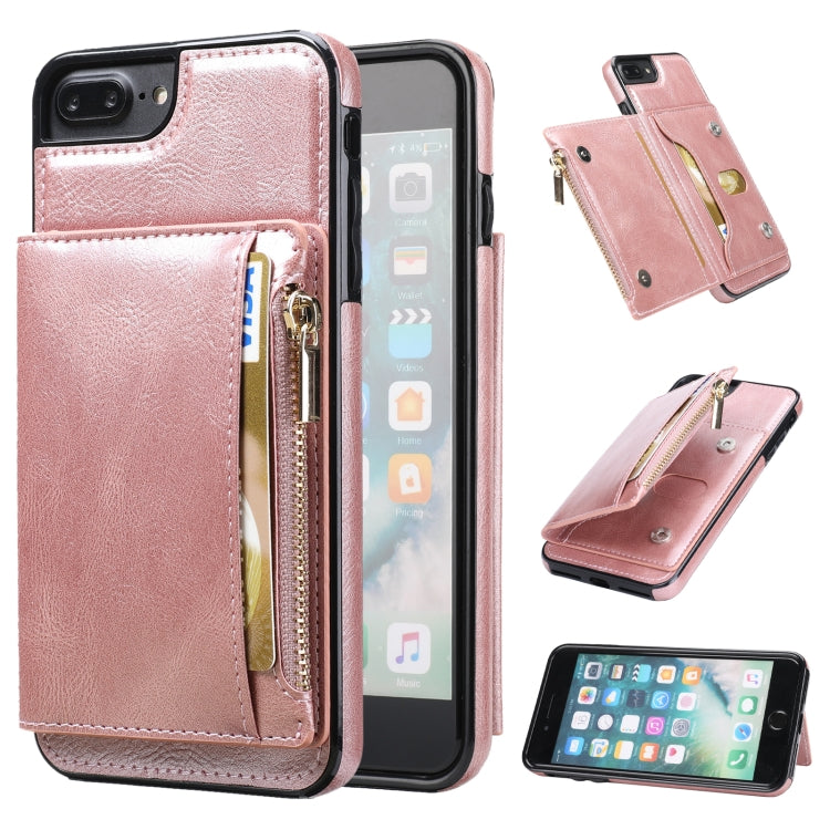Zipper Wallet Bag PU Back Cover Shockrpoof Phone Case with Holder & Card Slots & Wallet For iPhone  7 Plus / 8 Plus