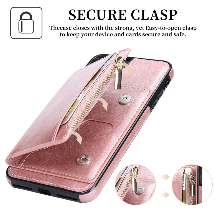 Zipper Wallet Bag PU Back Cover Shockrpoof Phone Case with Holder & Card Slots & Wallet For iPhone  7 Plus / 8 Plus