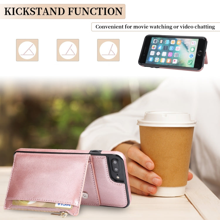 Zipper Wallet Bag PU Back Cover Shockrpoof Phone Case with Holder & Card Slots & Wallet For iPhone  7 Plus / 8 Plus