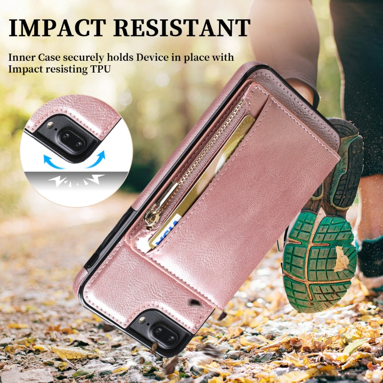 Zipper Wallet Bag PU Back Cover Shockrpoof Phone Case with Holder & Card Slots & Wallet For iPhone  7 Plus / 8 Plus