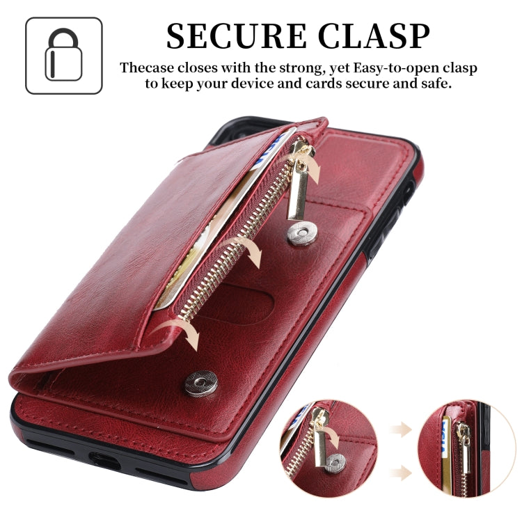 Zipper Wallet Bag PU Back Cover Shockrpoof Phone Case with Holder & Card Slots & Wallet For iPhone  7 Plus / 8 Plus