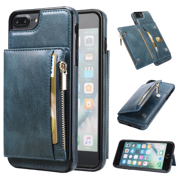 Zipper Wallet Bag PU Back Cover Shockrpoof Phone Case with Holder & Card Slots & Wallet For iPhone  7 Plus / 8 Plus