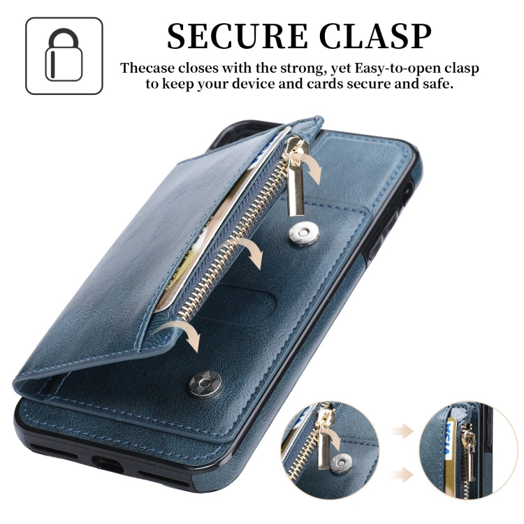 Zipper Wallet Bag PU Back Cover Shockrpoof Phone Case with Holder & Card Slots & Wallet For iPhone  7 Plus / 8 Plus