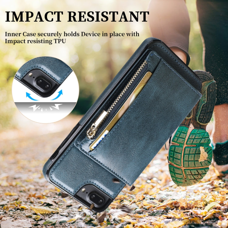 Zipper Wallet Bag PU Back Cover Shockrpoof Phone Case with Holder & Card Slots & Wallet For iPhone  7 Plus / 8 Plus