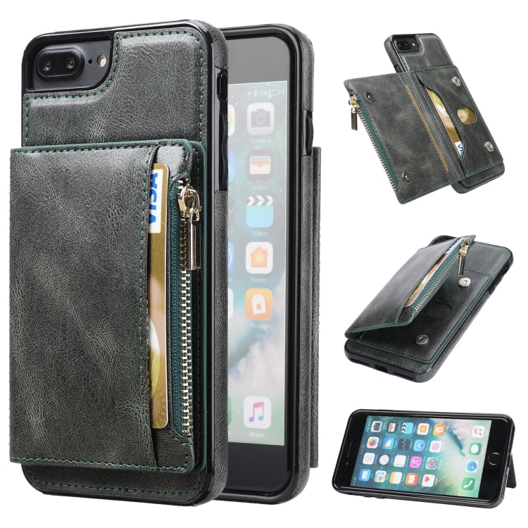 Zipper Wallet Bag PU Back Cover Shockrpoof Phone Case with Holder & Card Slots & Wallet For iPhone  7 Plus / 8 Plus