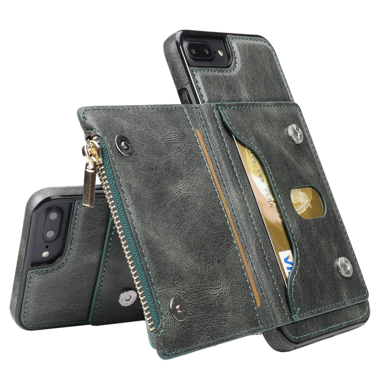 Zipper Wallet Bag PU Back Cover Shockrpoof Phone Case with Holder & Card Slots & Wallet For iPhone  7 Plus / 8 Plus