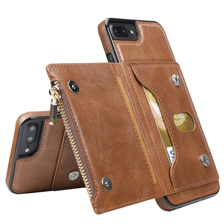 Zipper Wallet Bag PU Back Cover Shockrpoof Phone Case with Holder & Card Slots & Wallet For iPhone  7 Plus / 8 Plus
