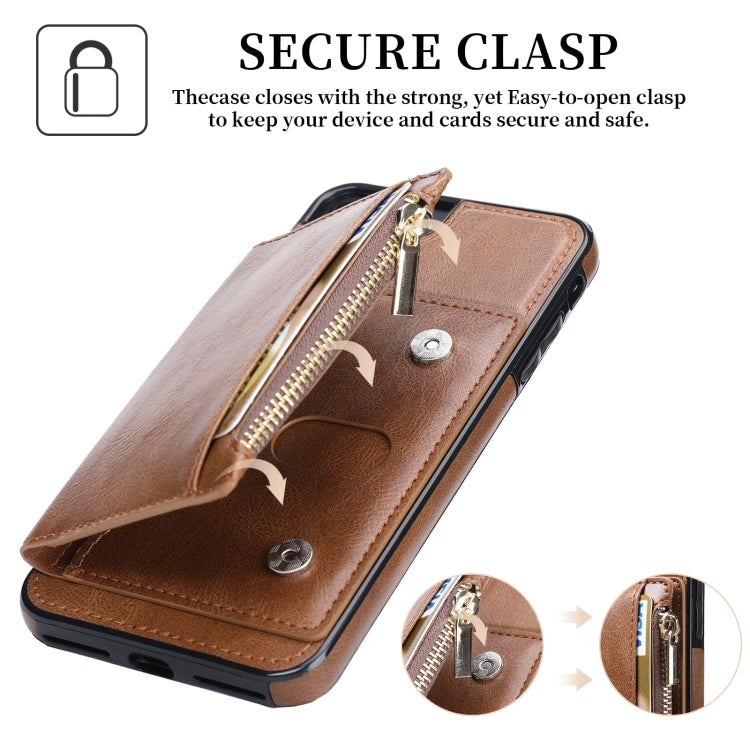Zipper Wallet Bag PU Back Cover Shockrpoof Phone Case with Holder & Card Slots & Wallet For iPhone  7 Plus / 8 Plus