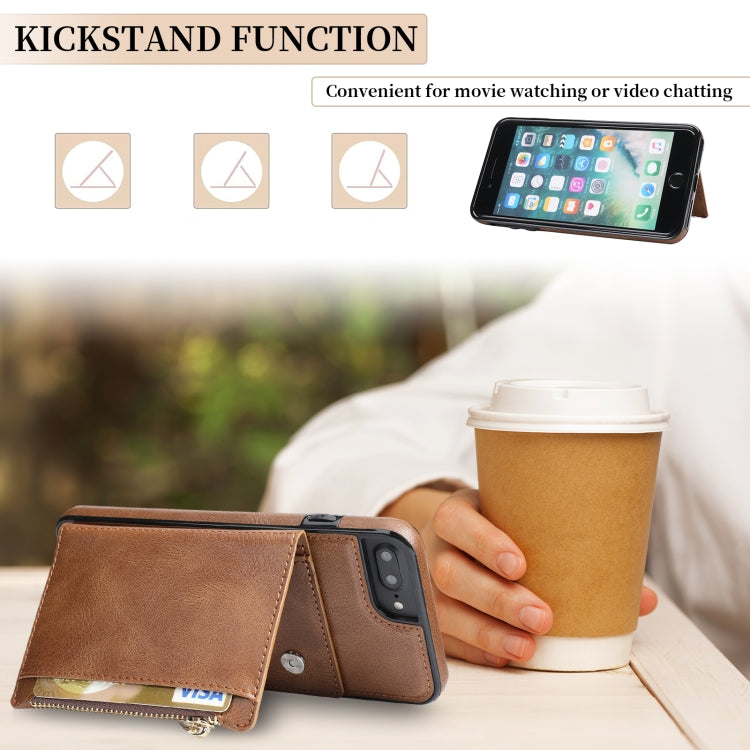 Zipper Wallet Bag PU Back Cover Shockrpoof Phone Case with Holder & Card Slots & Wallet For iPhone  7 Plus / 8 Plus