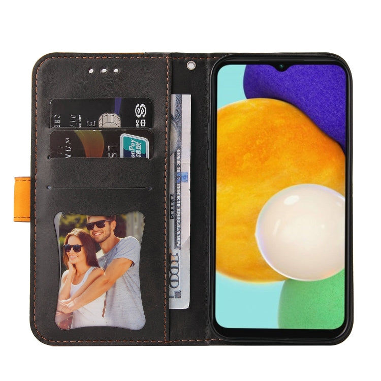 For Samsung Galaxy A13 5G Stitching-Color Horizontal Flip Leather Phone Case with Holder & Card Slots & Photo Frame