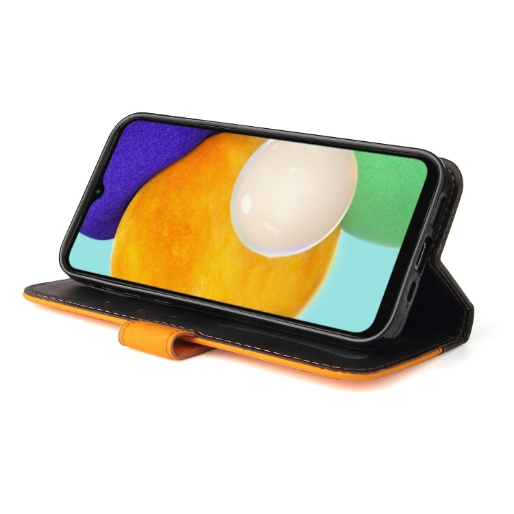 For Samsung Galaxy A13 5G Stitching-Color Horizontal Flip Leather Phone Case with Holder & Card Slots & Photo Frame