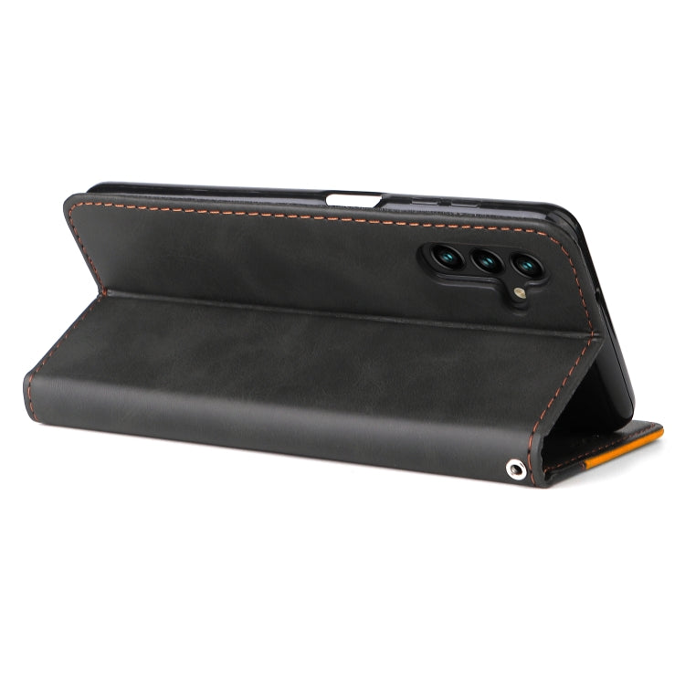For Samsung Galaxy A13 5G Stitching-Color Horizontal Flip Leather Phone Case with Holder & Card Slots & Photo Frame