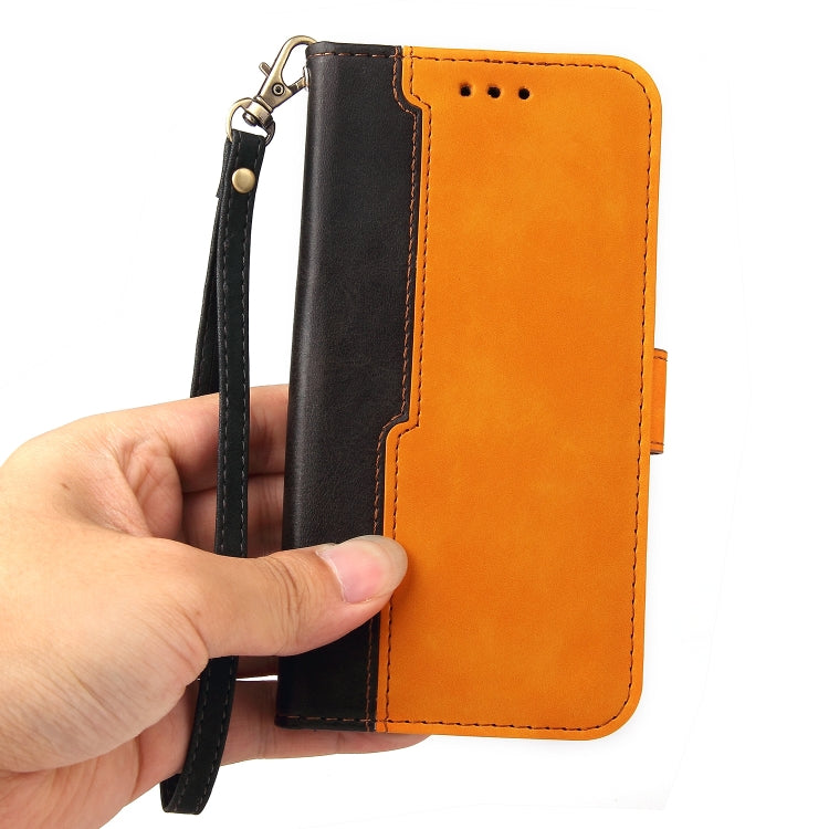 For Samsung Galaxy A13 5G Stitching-Color Horizontal Flip Leather Phone Case with Holder & Card Slots & Photo Frame