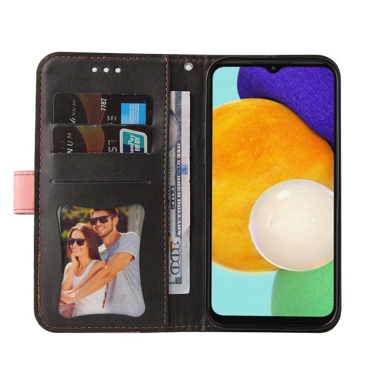 For Samsung Galaxy A13 5G Stitching-Color Horizontal Flip Leather Phone Case with Holder & Card Slots & Photo Frame