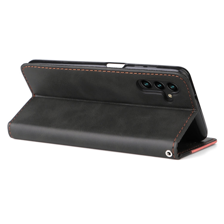 For Samsung Galaxy A13 5G Stitching-Color Horizontal Flip Leather Phone Case with Holder & Card Slots & Photo Frame