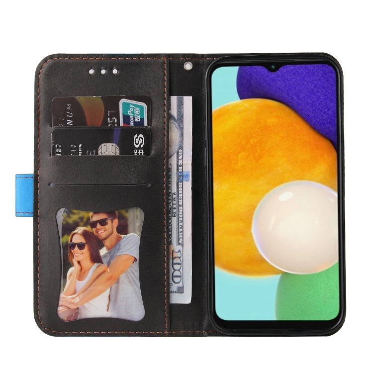 For Samsung Galaxy A13 5G Stitching-Color Horizontal Flip Leather Phone Case with Holder & Card Slots & Photo Frame