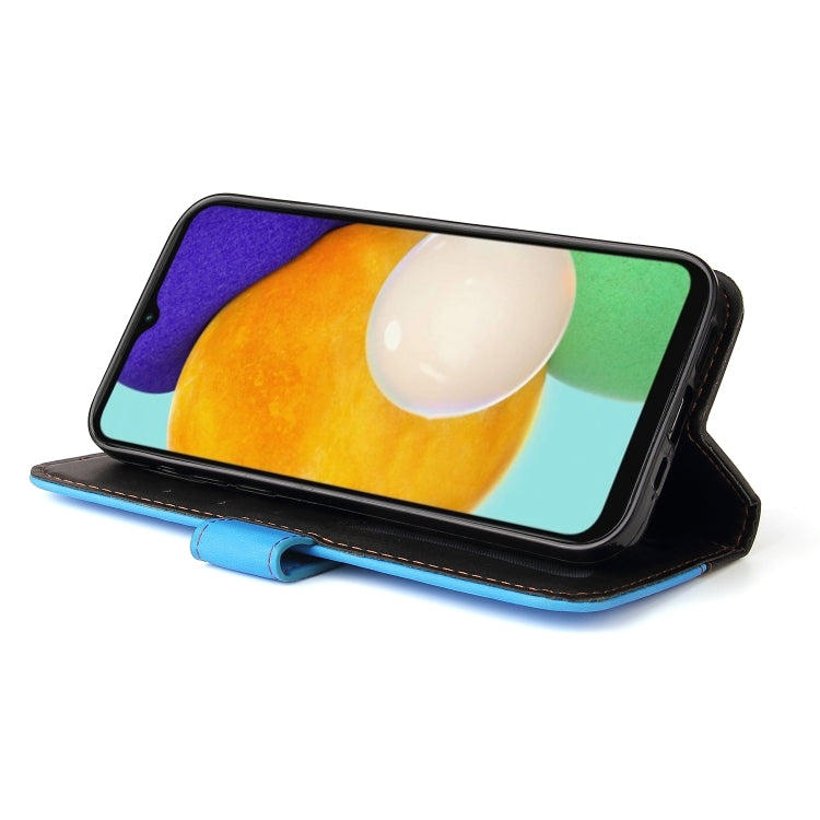 For Samsung Galaxy A13 5G Stitching-Color Horizontal Flip Leather Phone Case with Holder & Card Slots & Photo Frame