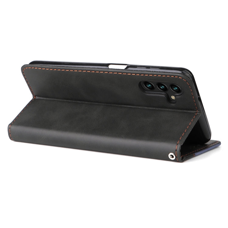 For Samsung Galaxy A13 5G Stitching-Color Horizontal Flip Leather Phone Case with Holder & Card Slots & Photo Frame