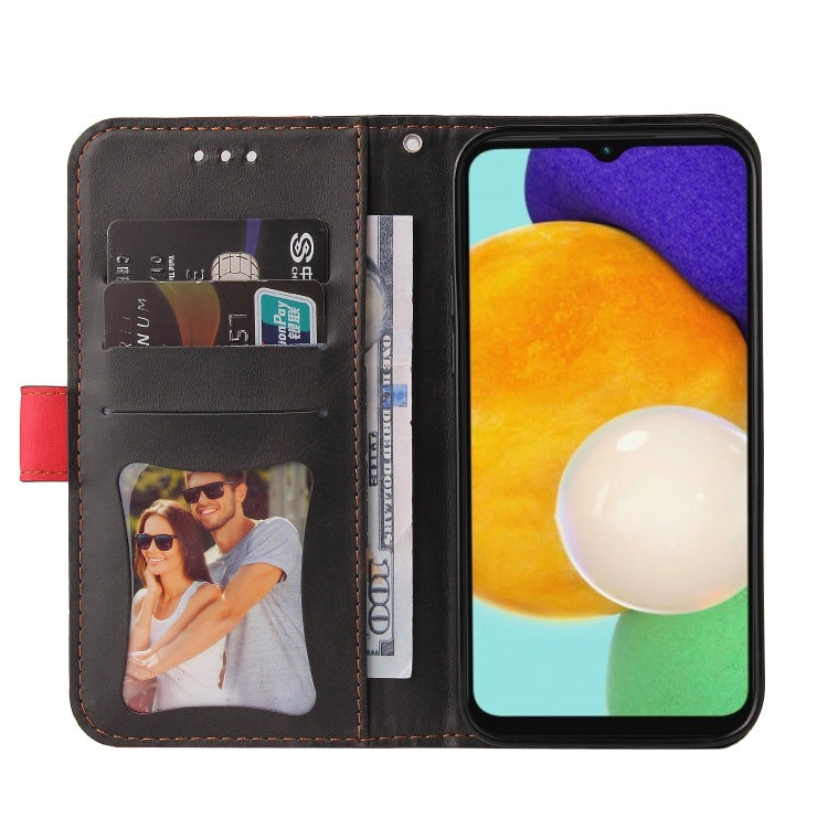 For Samsung Galaxy A13 5G Stitching-Color Horizontal Flip Leather Phone Case with Holder & Card Slots & Photo Frame