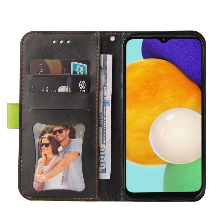 For Samsung Galaxy A13 5G Stitching-Color Horizontal Flip Leather Phone Case with Holder & Card Slots & Photo Frame
