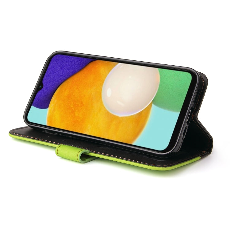 For Samsung Galaxy A13 5G Stitching-Color Horizontal Flip Leather Phone Case with Holder & Card Slots & Photo Frame
