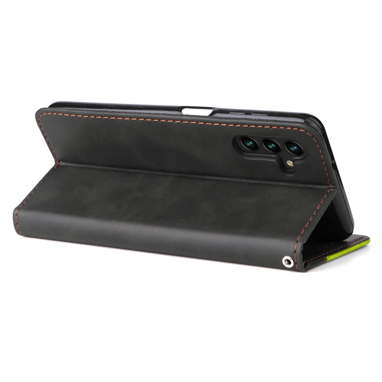 For Samsung Galaxy A13 5G Stitching-Color Horizontal Flip Leather Phone Case with Holder & Card Slots & Photo Frame