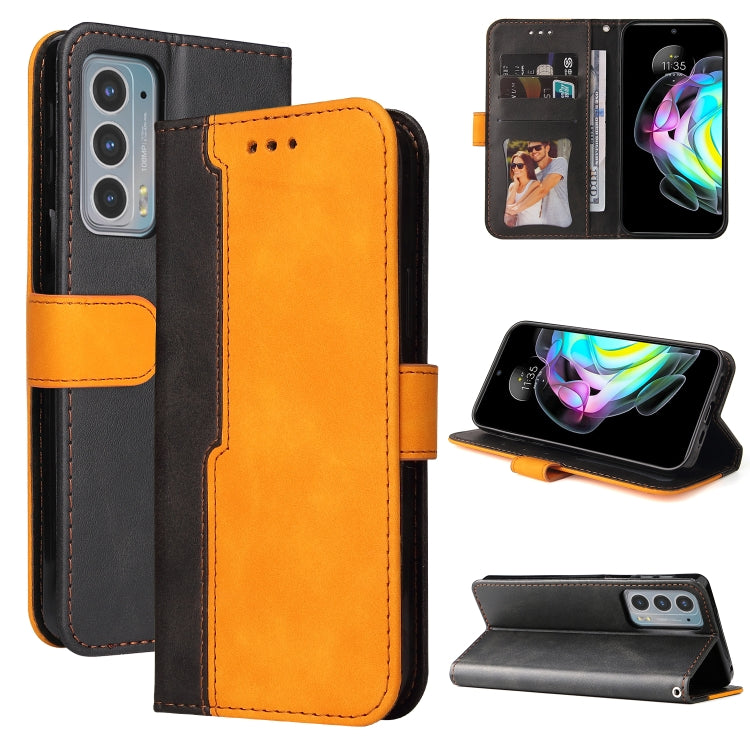 For Motorola Edge 20 Stitching-Color Horizontal Flip Leather Phone Case with Holder & Card Slots & Photo Frame