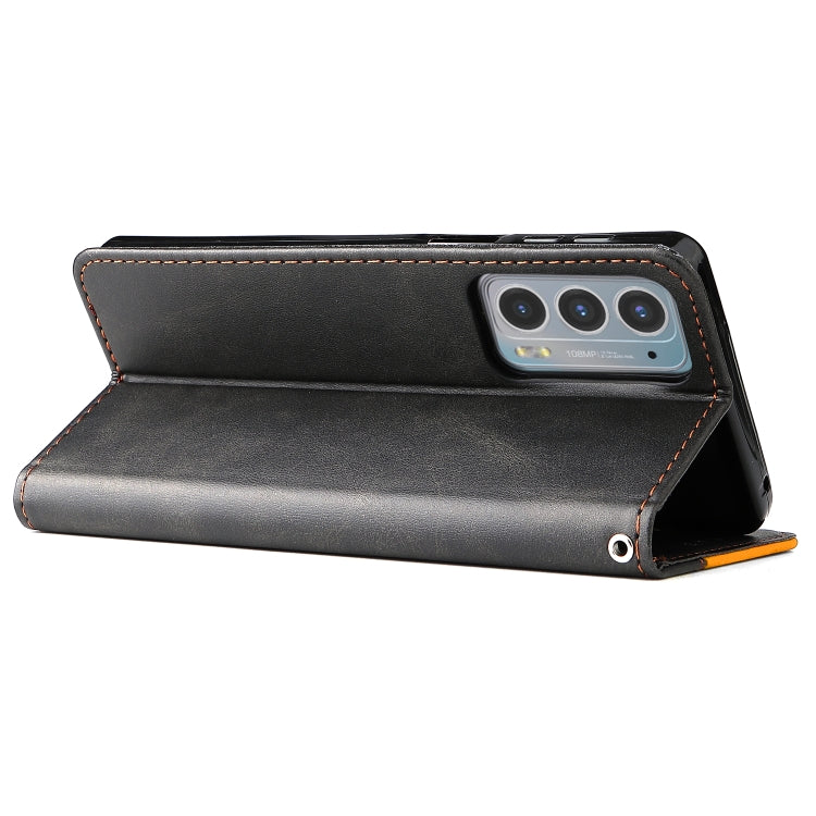 For Motorola Edge 20 Stitching-Color Horizontal Flip Leather Phone Case with Holder & Card Slots & Photo Frame