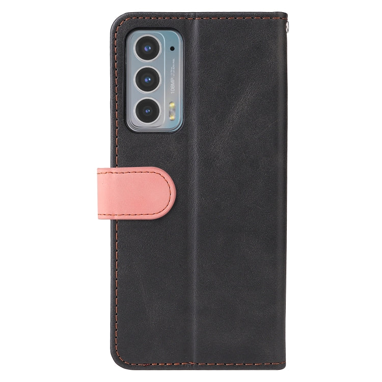 For Motorola Edge 20 Stitching-Color Horizontal Flip Leather Phone Case with Holder & Card Slots & Photo Frame
