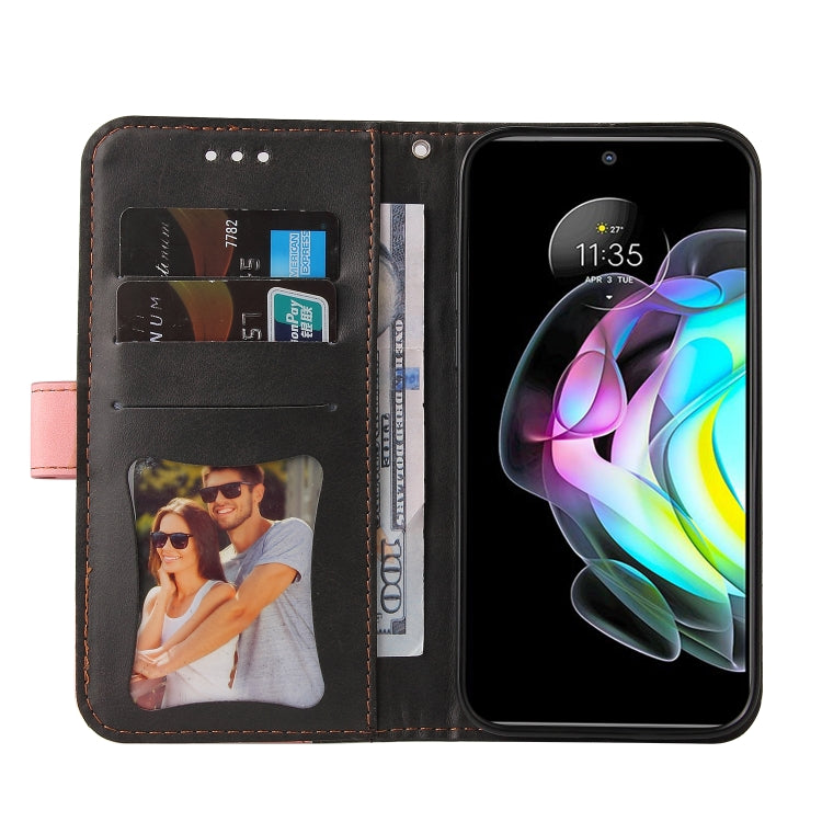 For Motorola Edge 20 Stitching-Color Horizontal Flip Leather Phone Case with Holder & Card Slots & Photo Frame