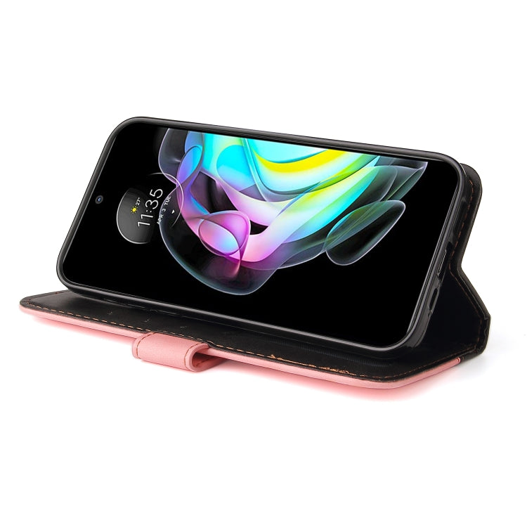For Motorola Edge 20 Stitching-Color Horizontal Flip Leather Phone Case with Holder & Card Slots & Photo Frame