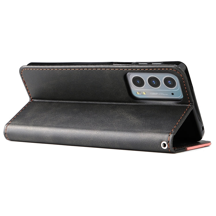 For Motorola Edge 20 Stitching-Color Horizontal Flip Leather Phone Case with Holder & Card Slots & Photo Frame